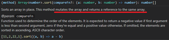 js array.sort()가 원본을 바꾼다
