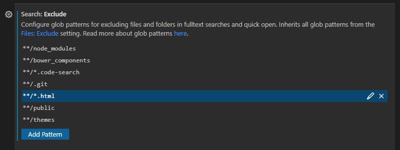 vscode search exclude setting